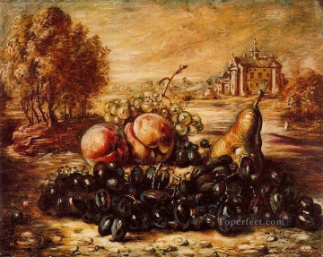 Naturaleza muerta Painting - Uva negra Giorgio de Chirico bodegón impresionista